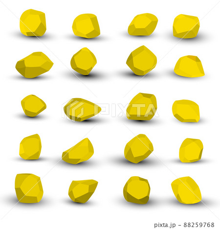 Cartoon stones. Rock stone isometric set. Yellow boulders, natural building block shapes, wall stones. 3d flat isolated illustration. Vector collection Cartoon stones. Rock stone isometric set. Yellow boulders, natural building block shapes, wall stones. 3d flat isolated illustration. Vector collection 88259768