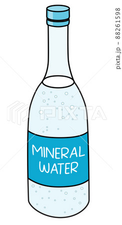 Doodle cartoon style sparkling mineral water in a bottle. For card, stickers, posters, bar menu or cook book recipe 88261598