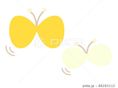 チョウチョウのかわいいシンプルなイラスト 春の虫 アウトラインなし のイラスト素材