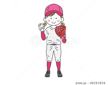 女子プロ野球選手のイラストのイラスト素材
