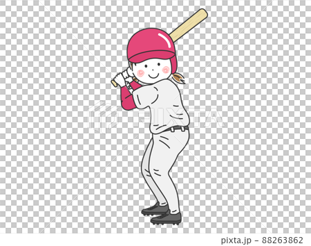 棒球擊球手(女性)的插圖 棒球擊球手(女性)的插圖 88263862