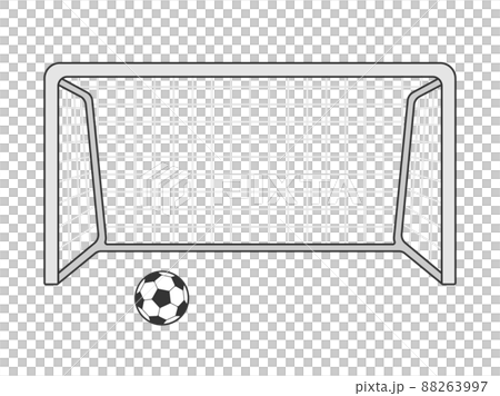 サッカーのゴールネットとサッカーボールのイラスト素材