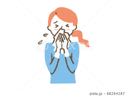 花粉症で鼻をかんでいる女性_色 花粉症で鼻をかんでいる女性_色 88264287