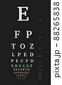 White letters on a black background with a colored underscore. Ophthalmological table. 88265838