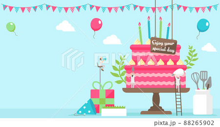 Happy Birthday ハッピーバースデー ベクター横長バナーイラスト (文字スペース) Happy Birthday ハッピーバースデー ベクター横長バナーイラスト (文字スペース) 88265902