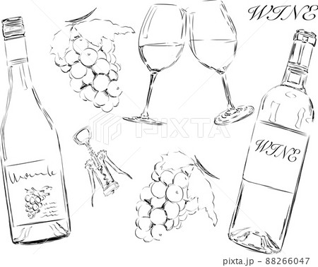 ワインセット　線画 88266047