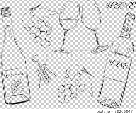 ワインセット　線画 88266047