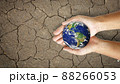 broken world on hands on the dry and cracked ground 88266053