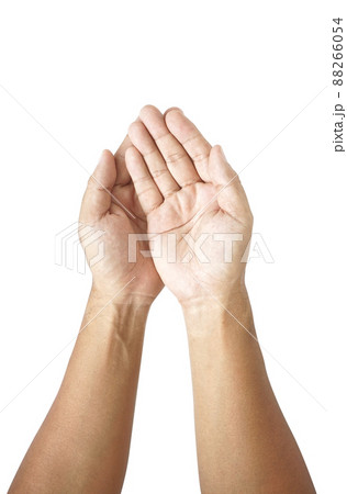 Open hands by putting your hands together  with clipping path 88266054