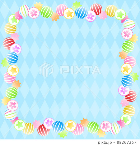 カラフルお菓子の背景　正方形　ブルー 88267257