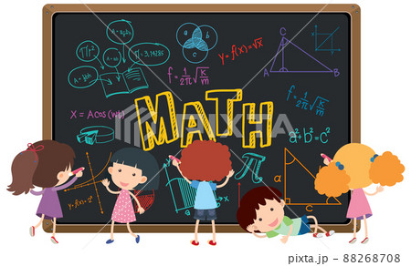 Student in front of blackboard full of math formula 88268708
