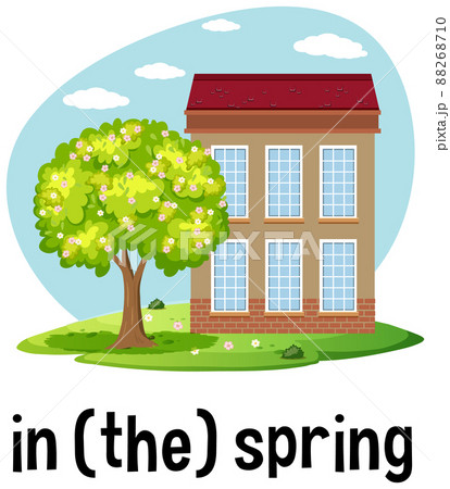 English prepositions of time with spring scene English prepositions of time with spring scene 88268710