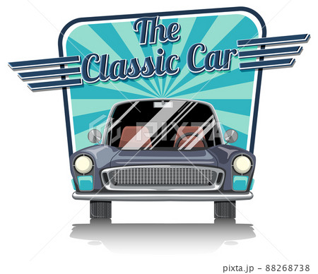 Classic car logo with classic car on white background 88268738