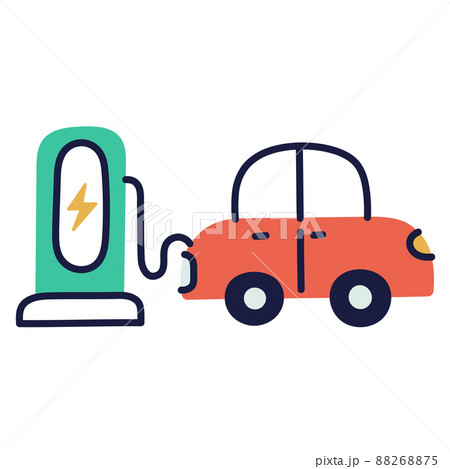 ev charging. hand drawn EV doodle icon. 88268875