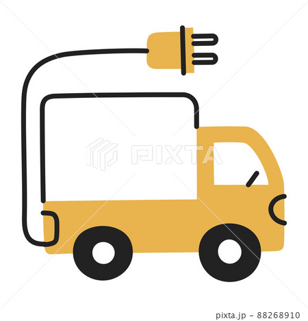 electric cargo truck. hand drawn EV doodle icon. 88268910