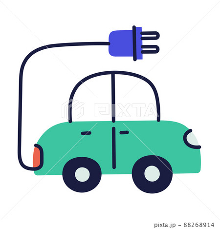 electric car. hand drawn EV doodle icon. electric car. hand drawn EV doodle icon. 88268914
