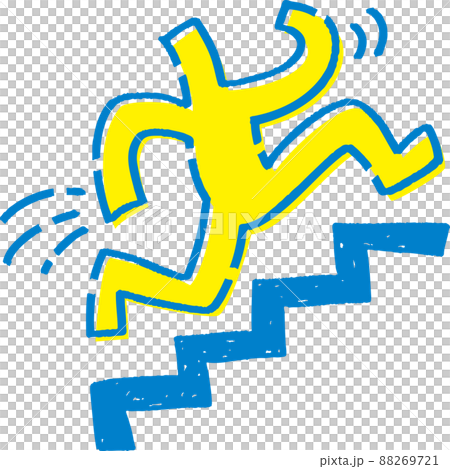 Stickman running up the stairs Stickman running up the stairs 88269721