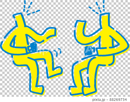 Two stick figures chatting over coffee 88269734