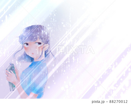 窓ガラスと少女/雨模様 88270012