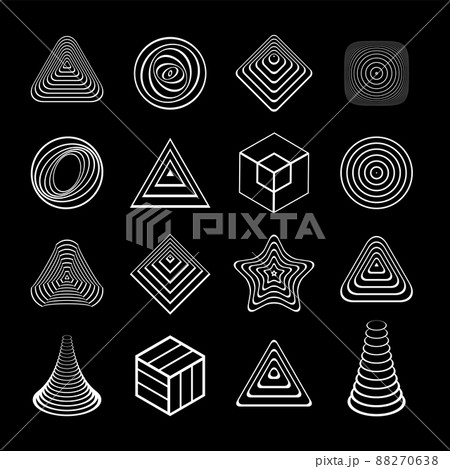 Geometric design elements. White icons on black background. Geometric design elements. White icons on black background. 88270638