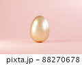 Easter golden glitter egg on pink background. Minimal easter concept. Happy Easter card with copy space for text. 3d render. 88270678