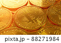 Bitcoin Cryptocurrency represented as Gold Coins. 3D rendering illustration. 88271984