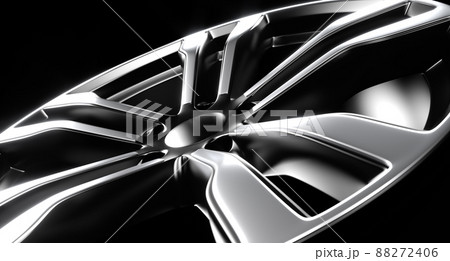 Aluminum car rim close up. 3D rendering illustration. Aluminum car rim close up. 3D rendering illustration. 88272406