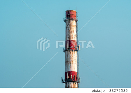 Old red and white painted chimney 88272586