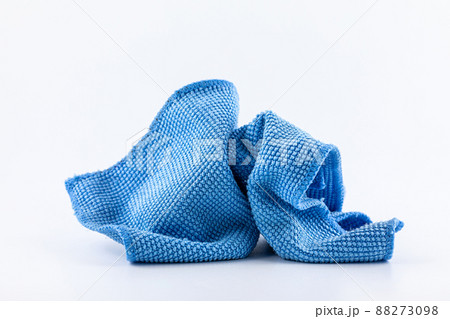 Blue microfiber fabric isolated on white background. Blue microfiber fabric isolated on white background. 88273098
