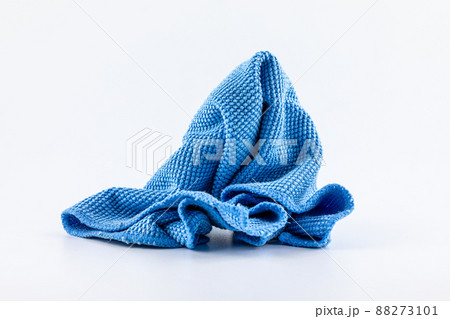 Blue microfiber fabric isolated on white background. Blue microfiber fabric isolated on white background. 88273101