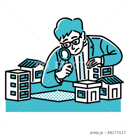 住宅街の空き地を見つめるビジネスパーソン 住宅街の空き地を見つめるビジネスパーソン 88273527