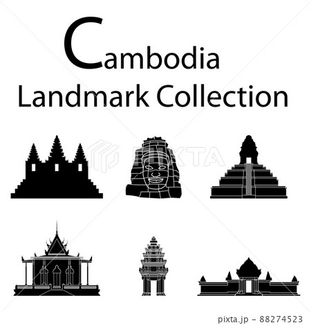 cambodia top famous landmark silhouette style 88274523