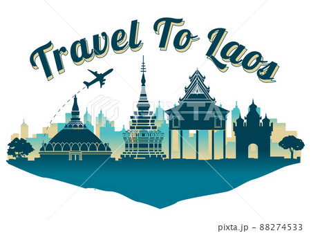 Asia top famous landmark silhouette style 88274533