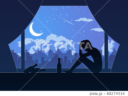Silhouette design of lonely depressed man 88274534