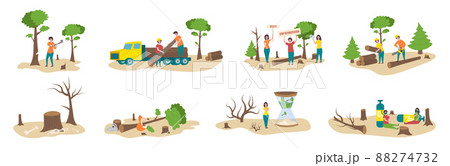 Deforestation Flat Set Deforestation Flat Set 88274732