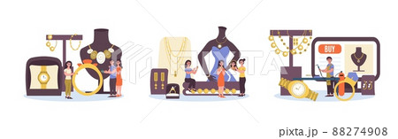 Colored Jewelry Store Composition Icon Set 88274908