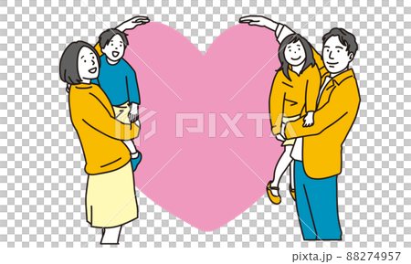 Asian family surrounding the heart 88274957