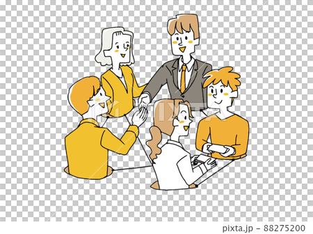 Businessmen making connections, comical handwritten people, vector, line art and color 88275200