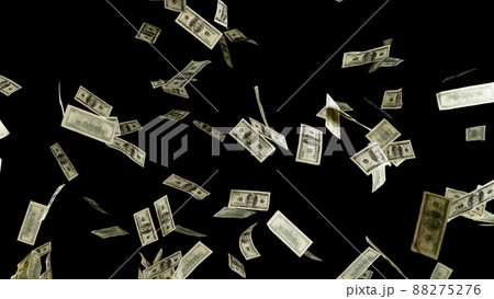 Hundred dollars banknotes fly on black background Hundred dollars banknotes fly on black background 88275276