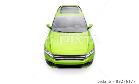 Compact green sports city SUV for exciting driving, for work and family on a white isolated background. 3d rendering. 88276177