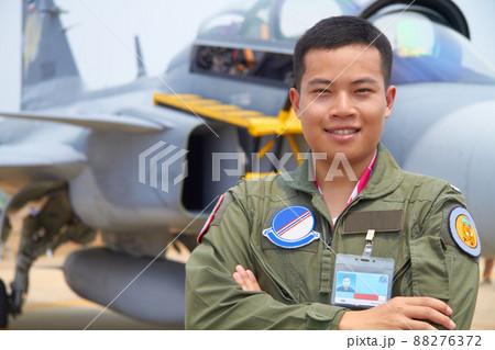 Wait till you see me in the sky. Shot of a proud fighter pilot. 88276372