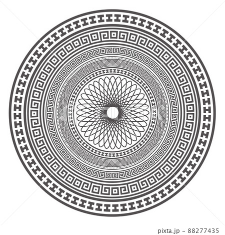 Circle greek mandala design. Round meander borders. Decoration elements patterns. Vector illustration isolated on white background. 88277435