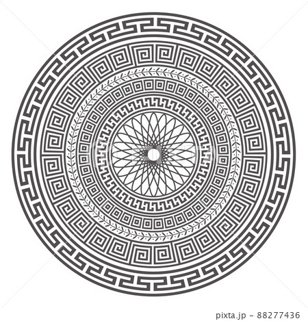 Circle greek mandala design. Round meander borders. Decoration elements patterns. Vector illustration isolated on white background. 88277436