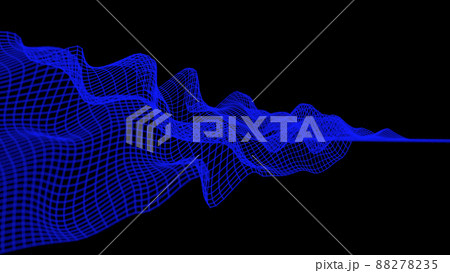 3d waves data abstract background. Digital blue grid network on an empty black background for overlay effect. Technology, artificial intelligence, science, dataset concept. 3d waves data abstract background. Digital blue grid network on an empty black background for overlay effect. Technology, artificial intelligence, science, dataset concept. 88278235