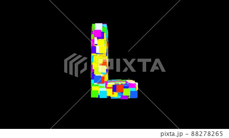 Letter L. 3D Bright colored uppercase large letter of the alphabet L on an empty black background isolate. Color font Letter L. 3D Bright colored uppercase large letter of the alphabet L on an empty black background isolate. Color font 88278265