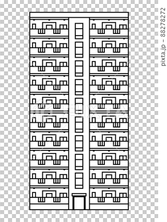 高層マンションの白黒イラスト 88278272