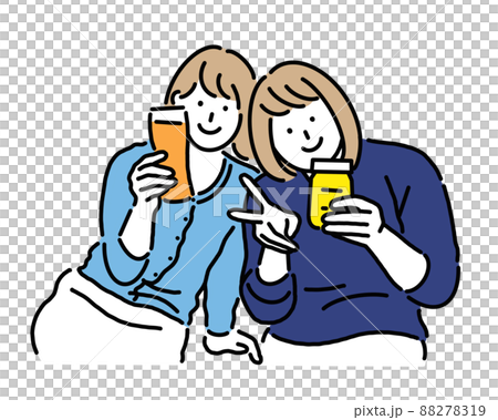 仲良く乾杯する2人の女性 88278319