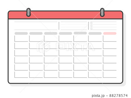 日付なしの記入式カレンダーのテンプレート - 月・年フリーのマンスリーカレンダー - 月曜始まりのイラスト素材 [88278574] - PIXTA