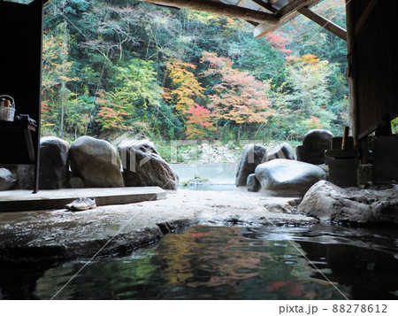 杖立温泉元湯の湯舟から見た風景　熊本県阿蘇郡小国町下城 88278612