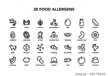 食物アレルギー特定原材料28品目のアイコンセット 88279040